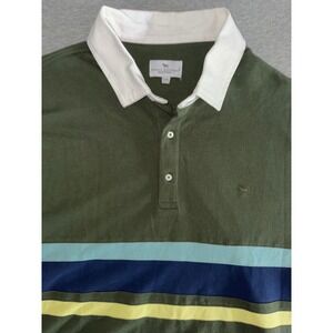Simply Southern Mens Olive Green Striped Rugby Shirt Size XXL Preppy Collegiate